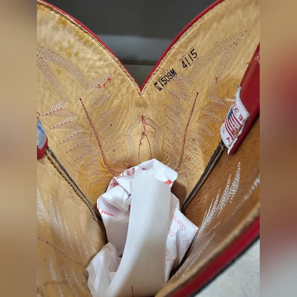 Men's 11.5 Anderson Bean Genuine Giraffe Square Toe Cowboy Boots - Picture 14 of 16